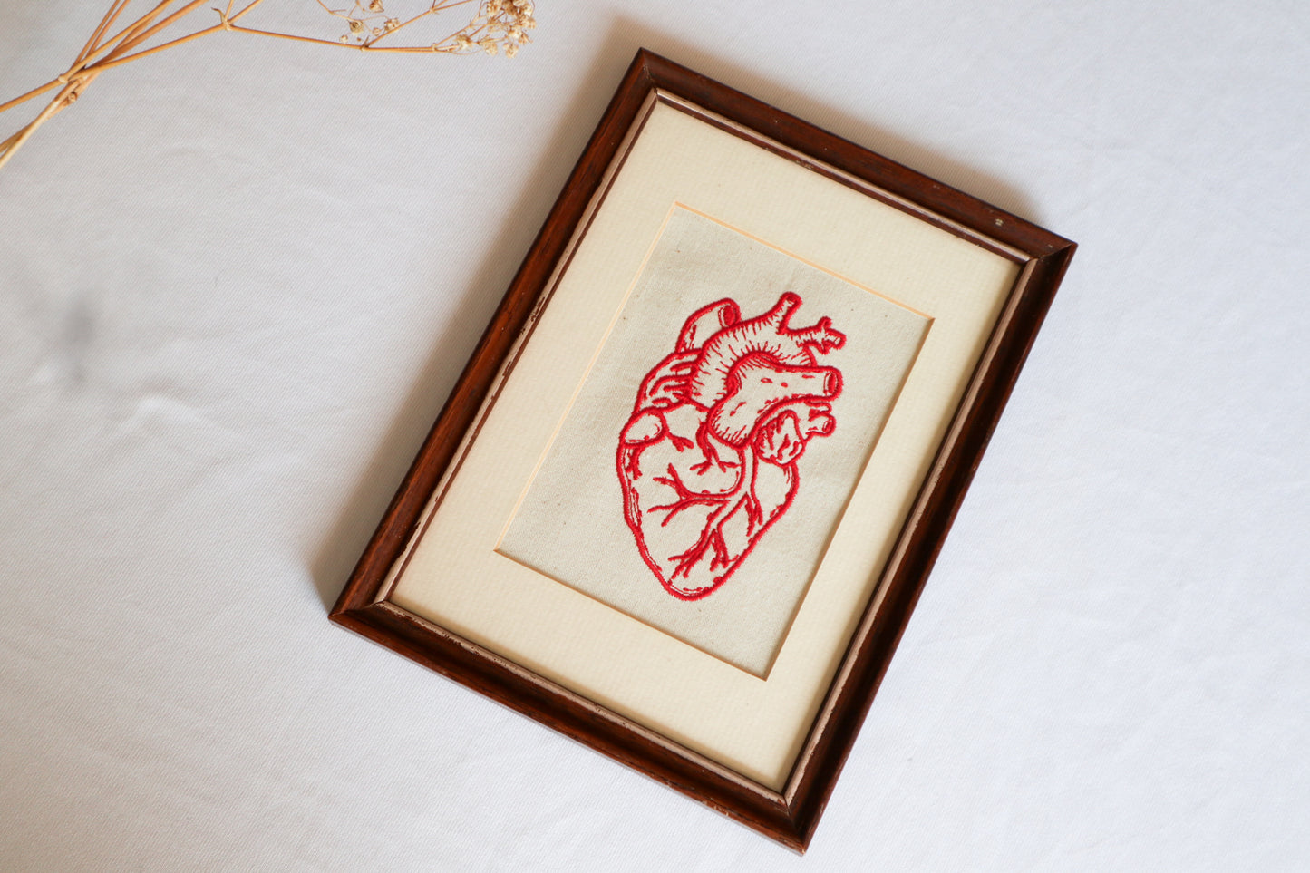 Anatomical Heart Embroidered Art