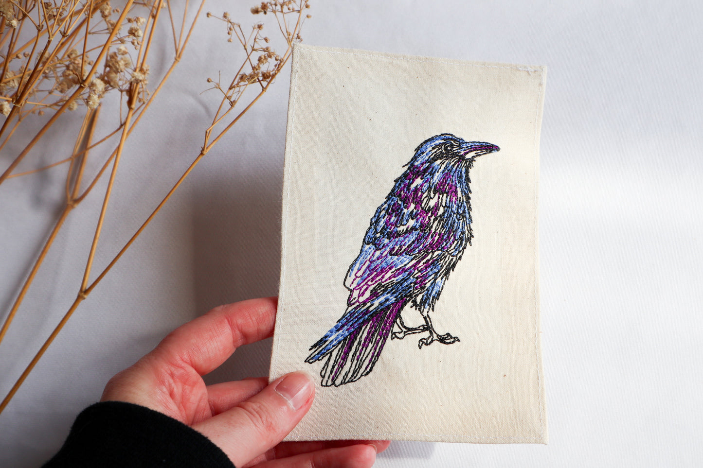 Crow Embroidered Art