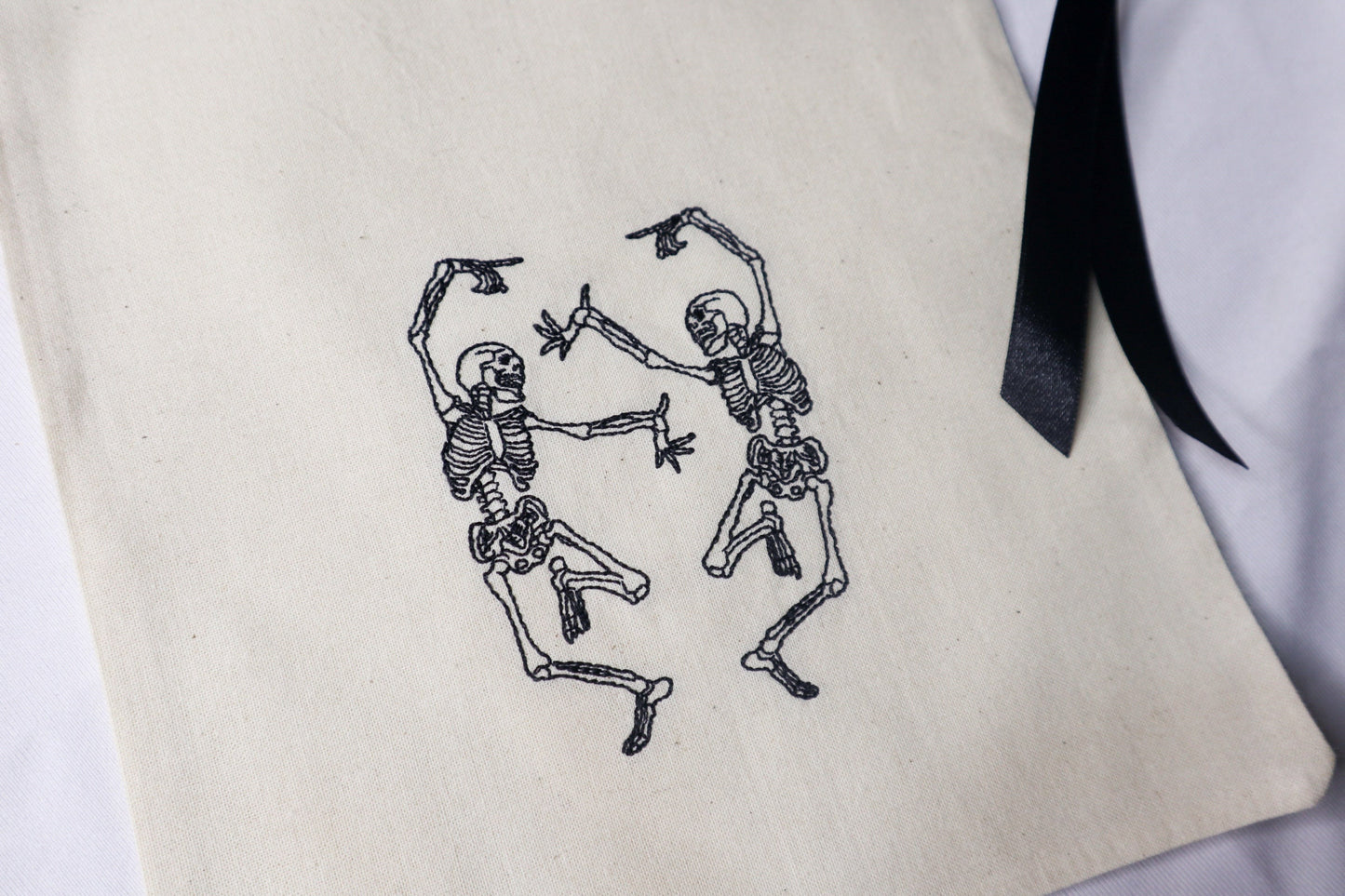 Skeleton Embroidered Fabric Gift Bag