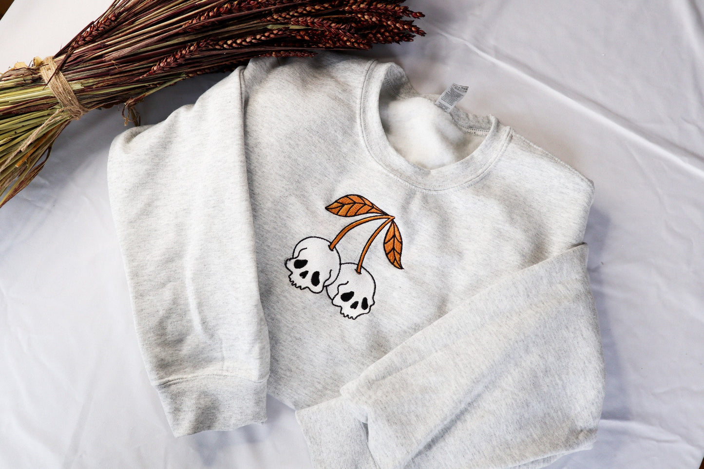 Skull Cherry Embroidered Sweatshirt