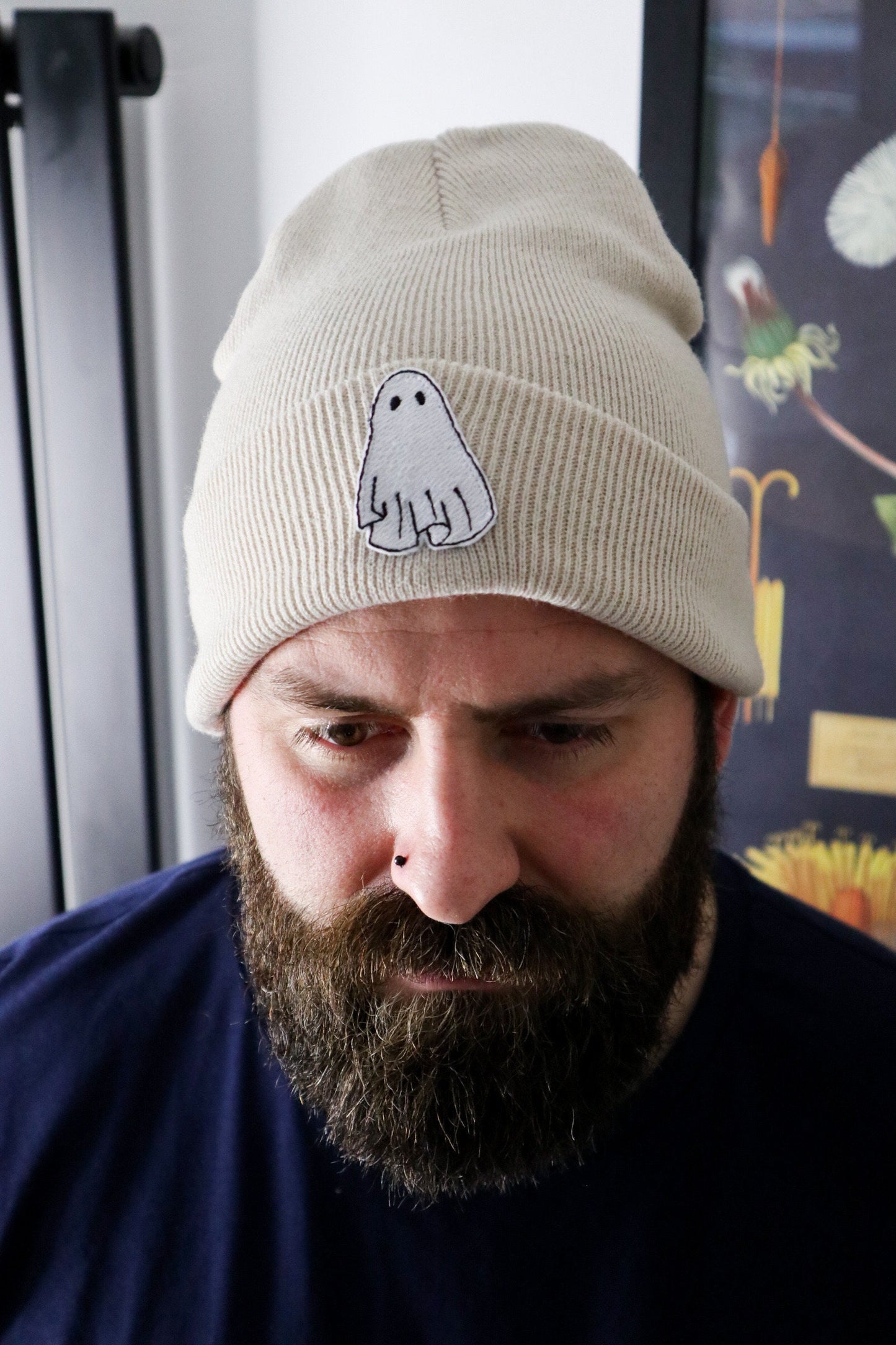 Ghost Embroidered Beanie Hat