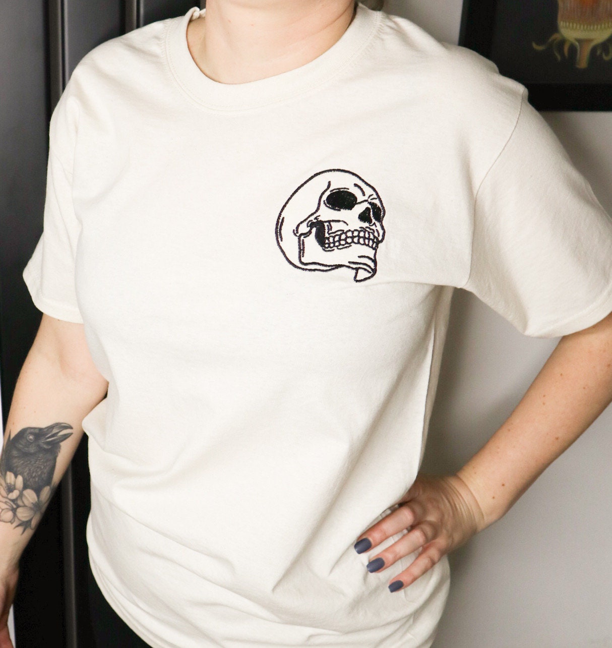 Gothic Skull Embroidered T-Shirt