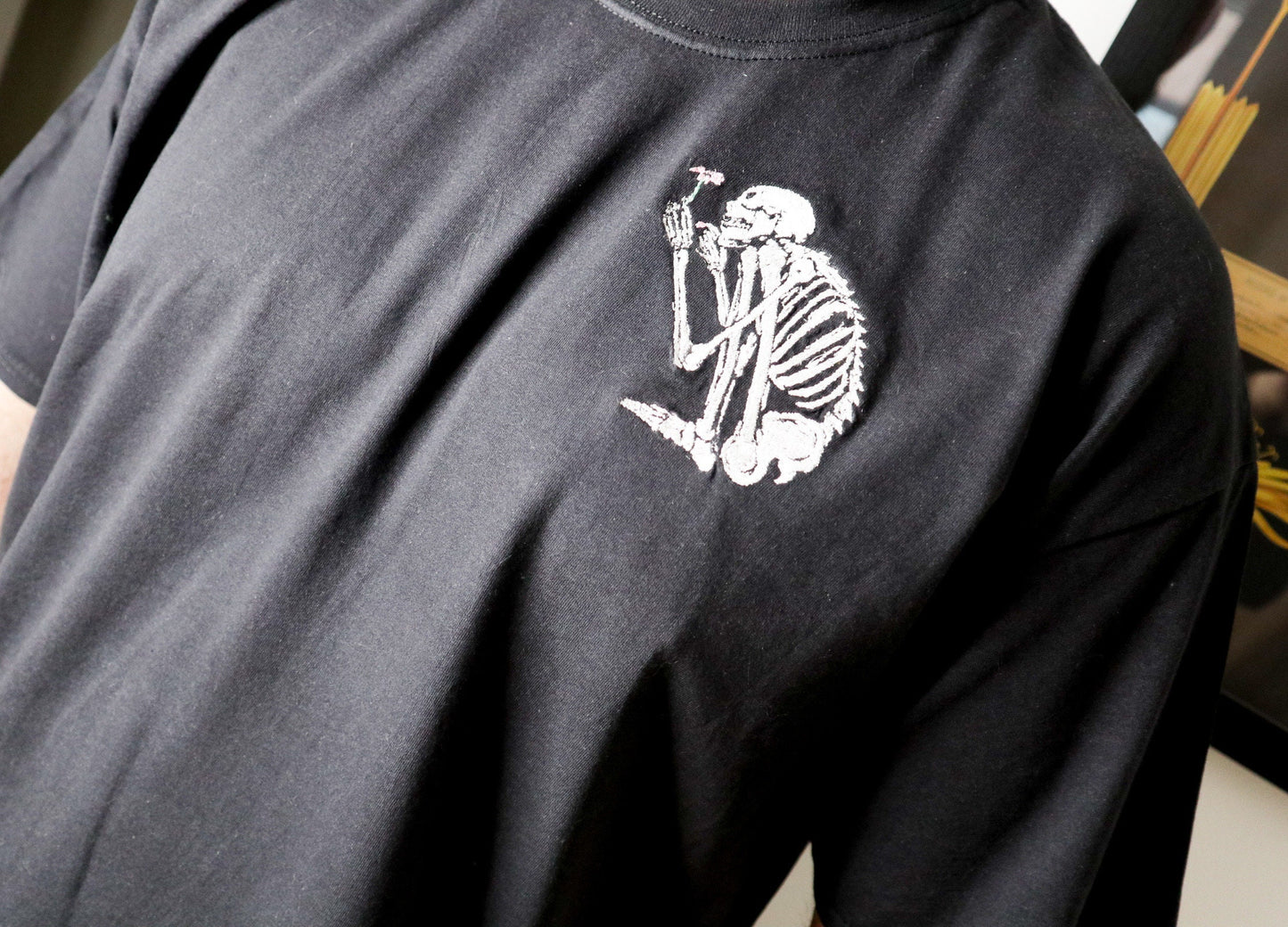 Skeleton Flower Embroidered T-Shirt