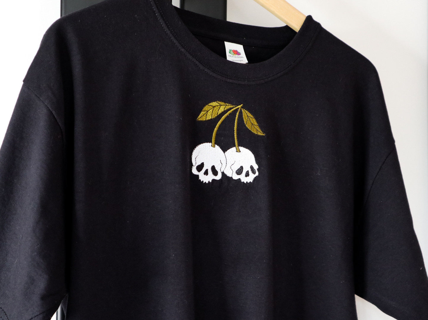 Skull Cherry Embroidered T-Shirt