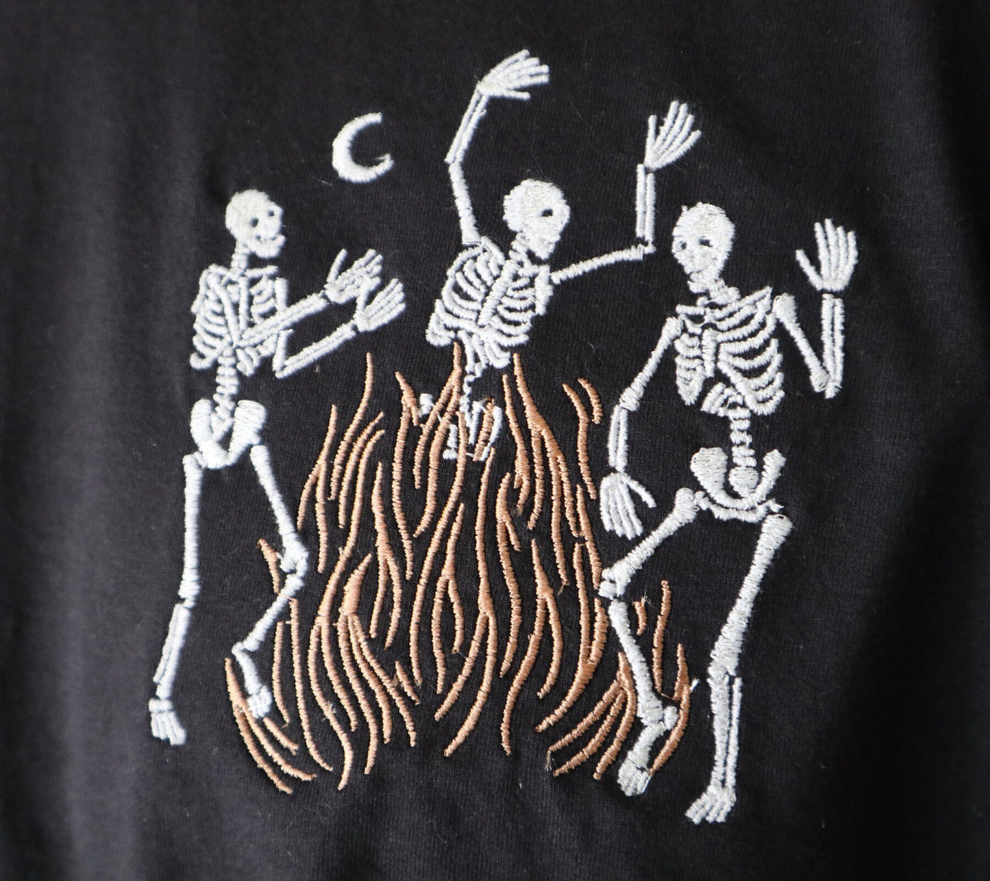 Skeleton Fire Embroidered T-Shirt