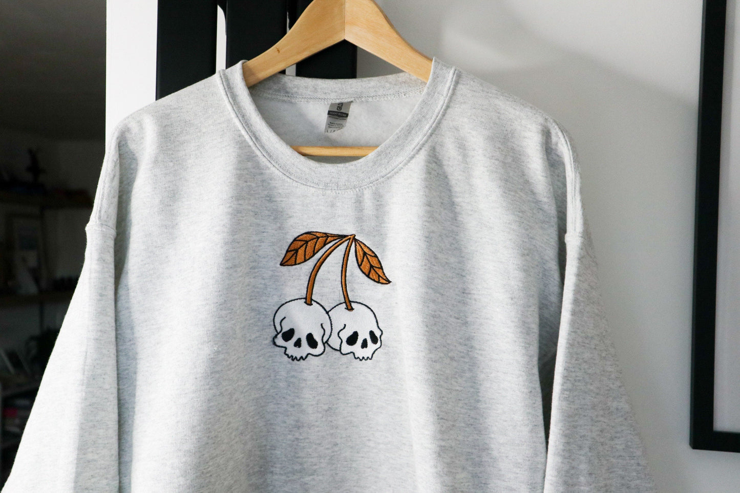 Skull Cherry Embroidered Sweatshirt