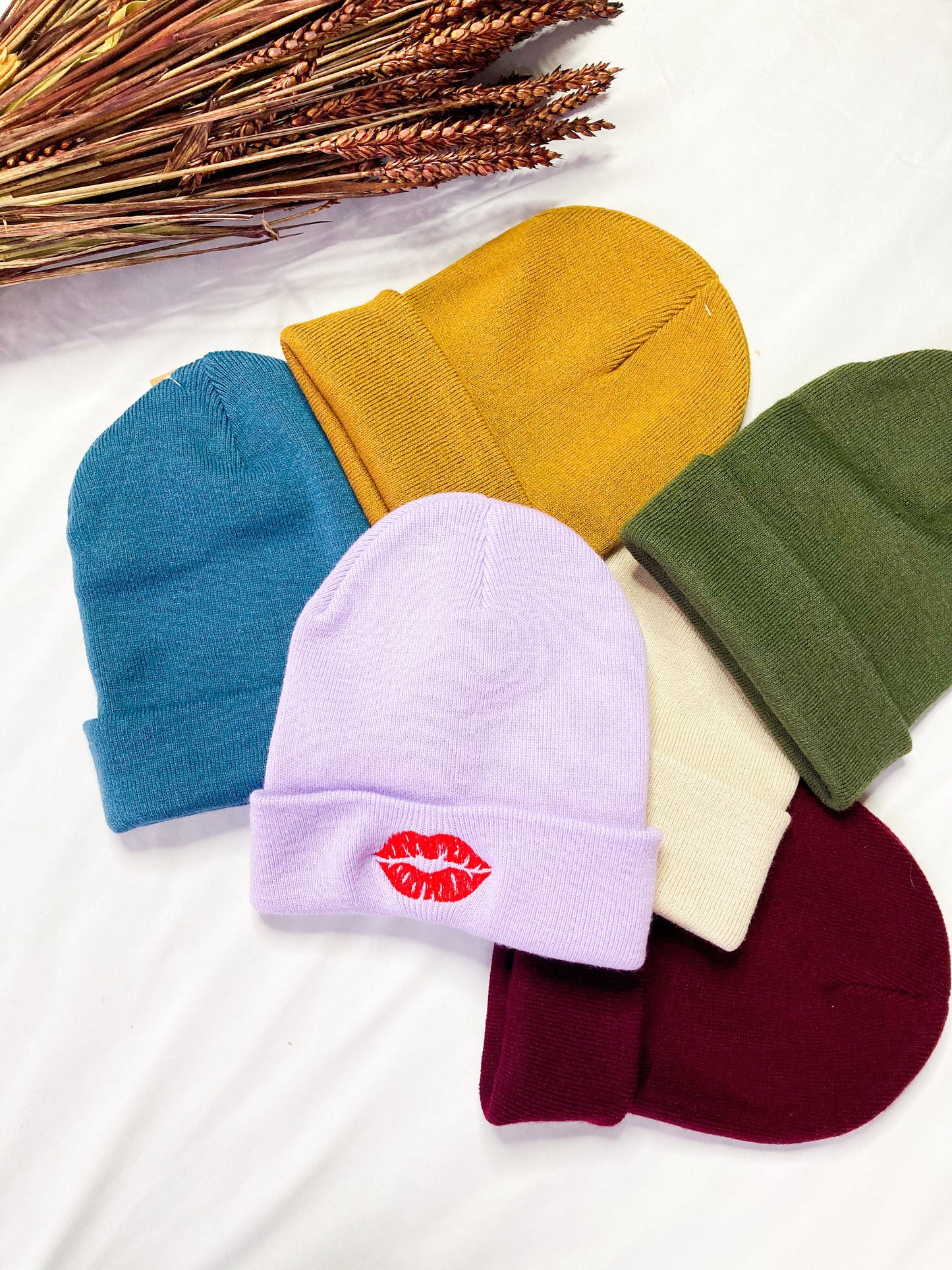 Kiss Embroidered Beanie Hat