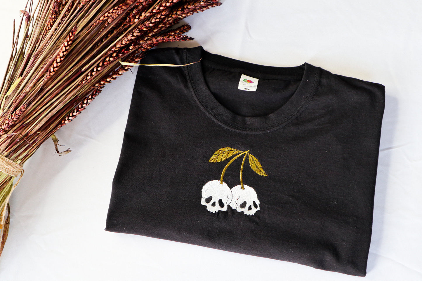 Skull Cherry Embroidered T-Shirt