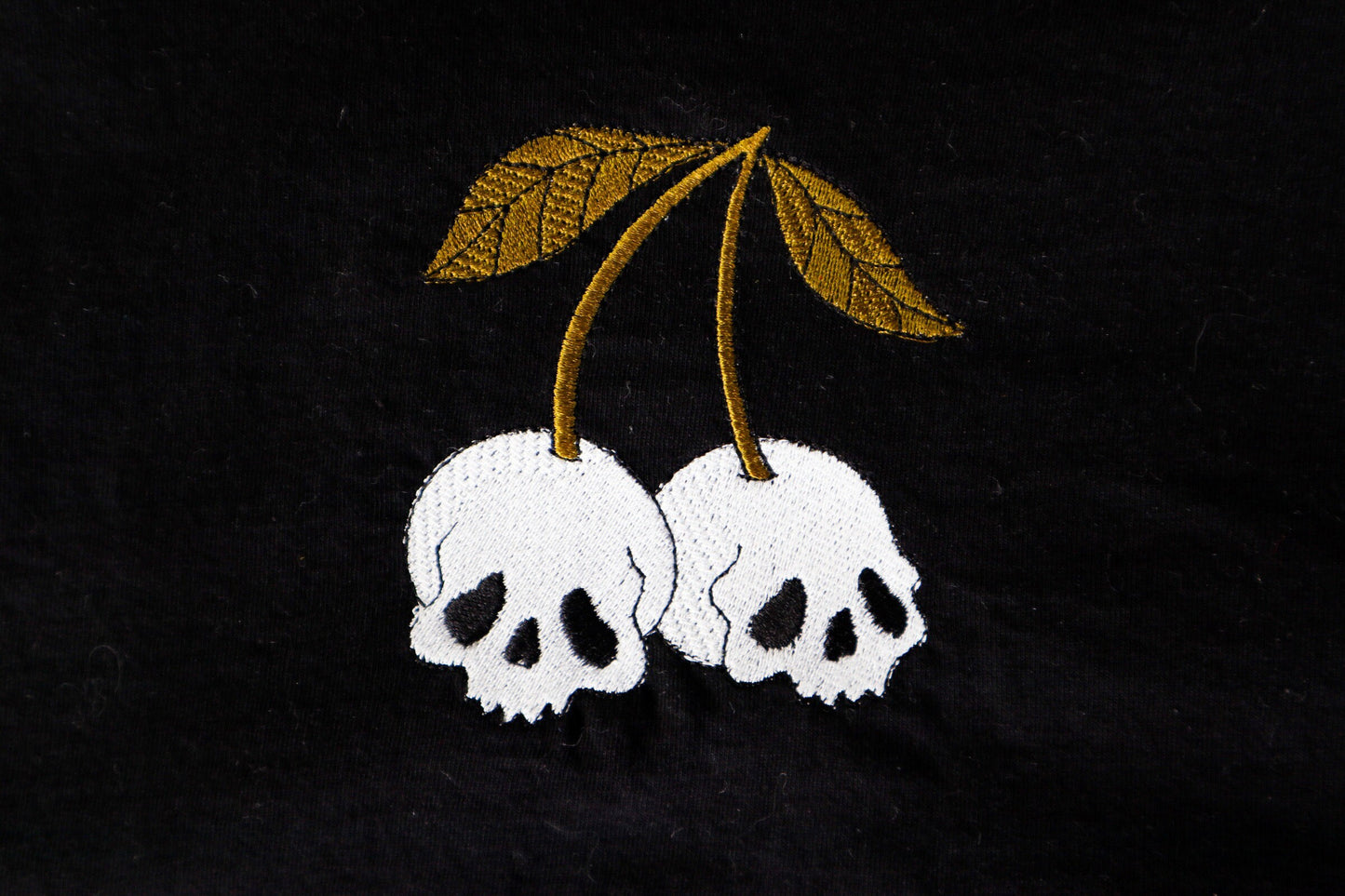 Skull Cherry Embroidered T-Shirt