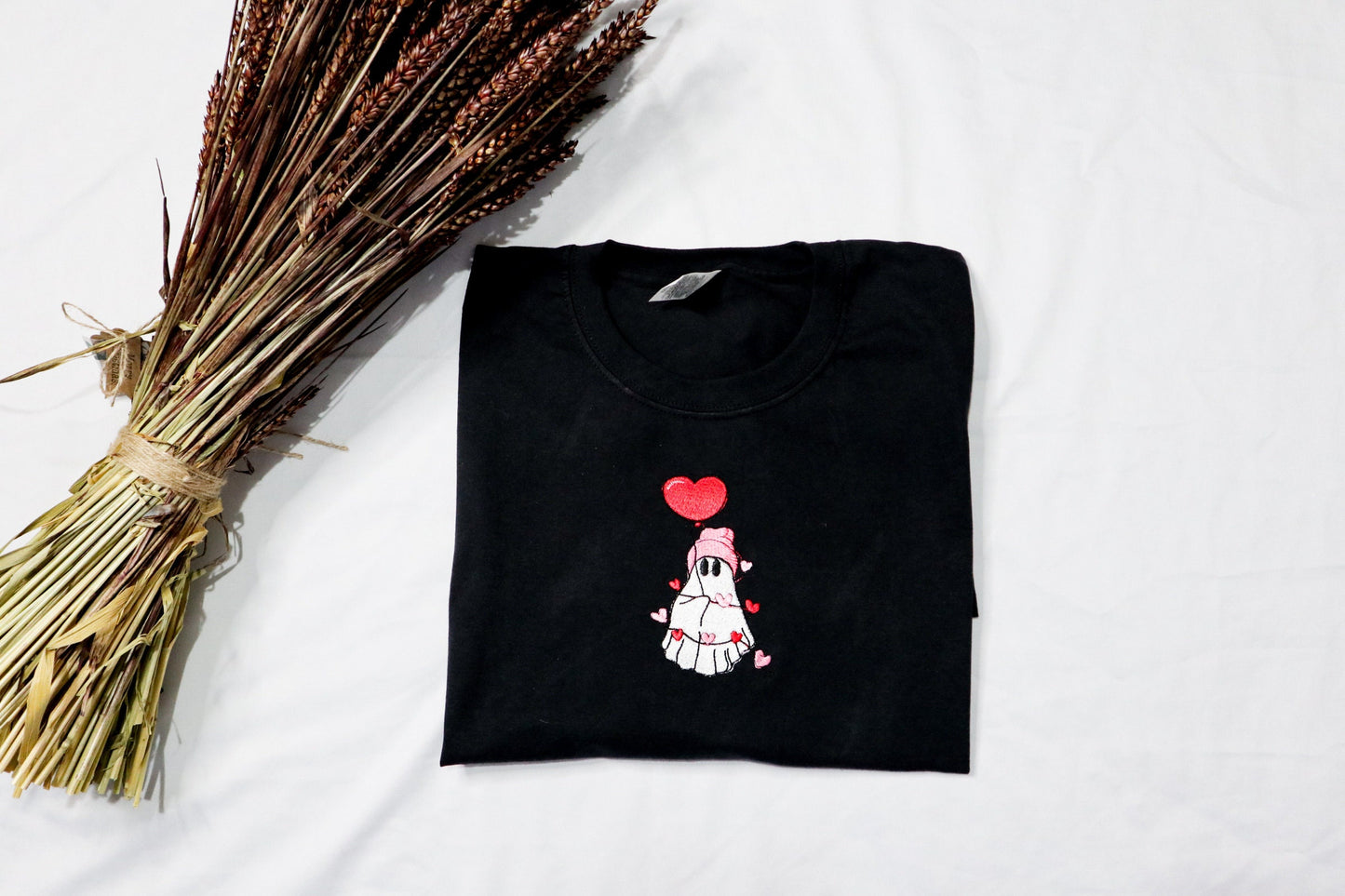 Heart Ghost Embroidered T-Shirt