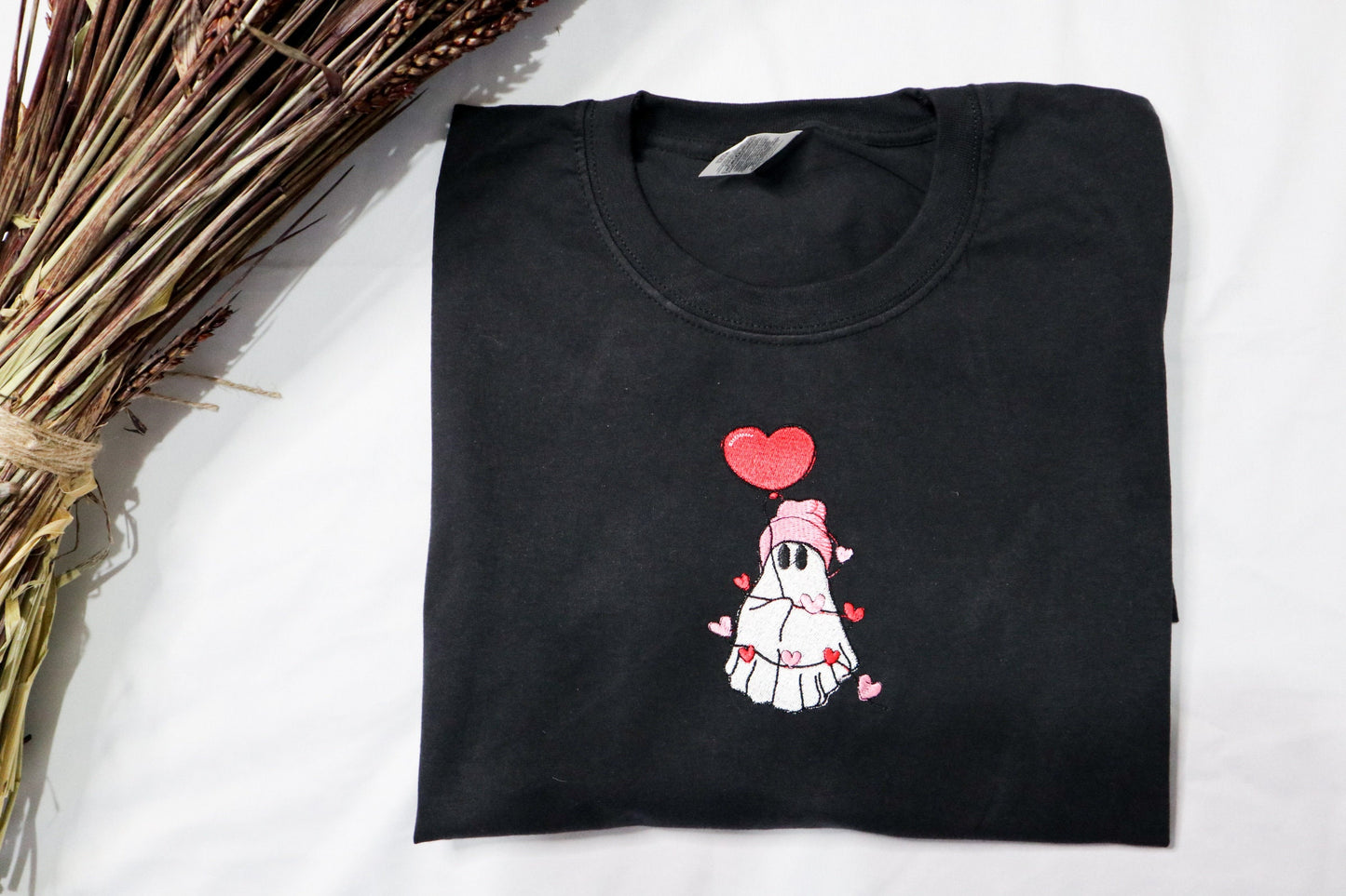 Heart Ghost Embroidered T-Shirt