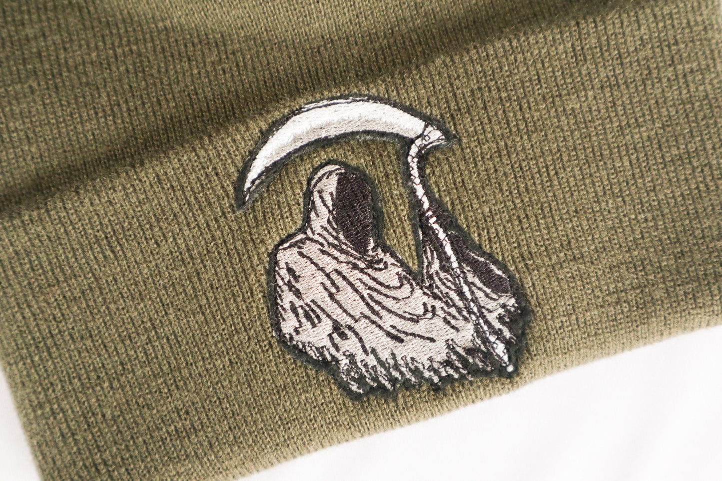 Grim Reaper Embroidered Beanie Hat