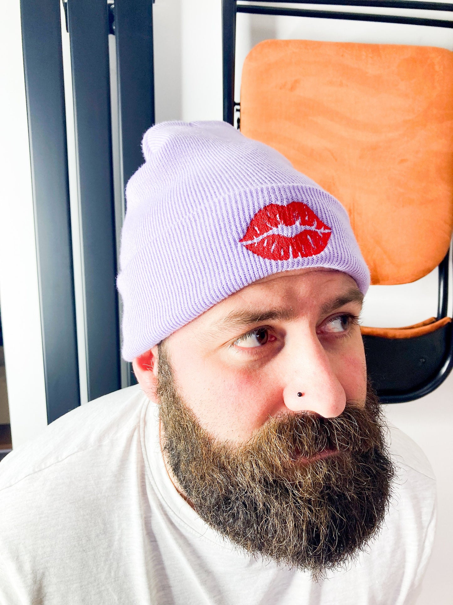 Kiss Embroidered Beanie Hat
