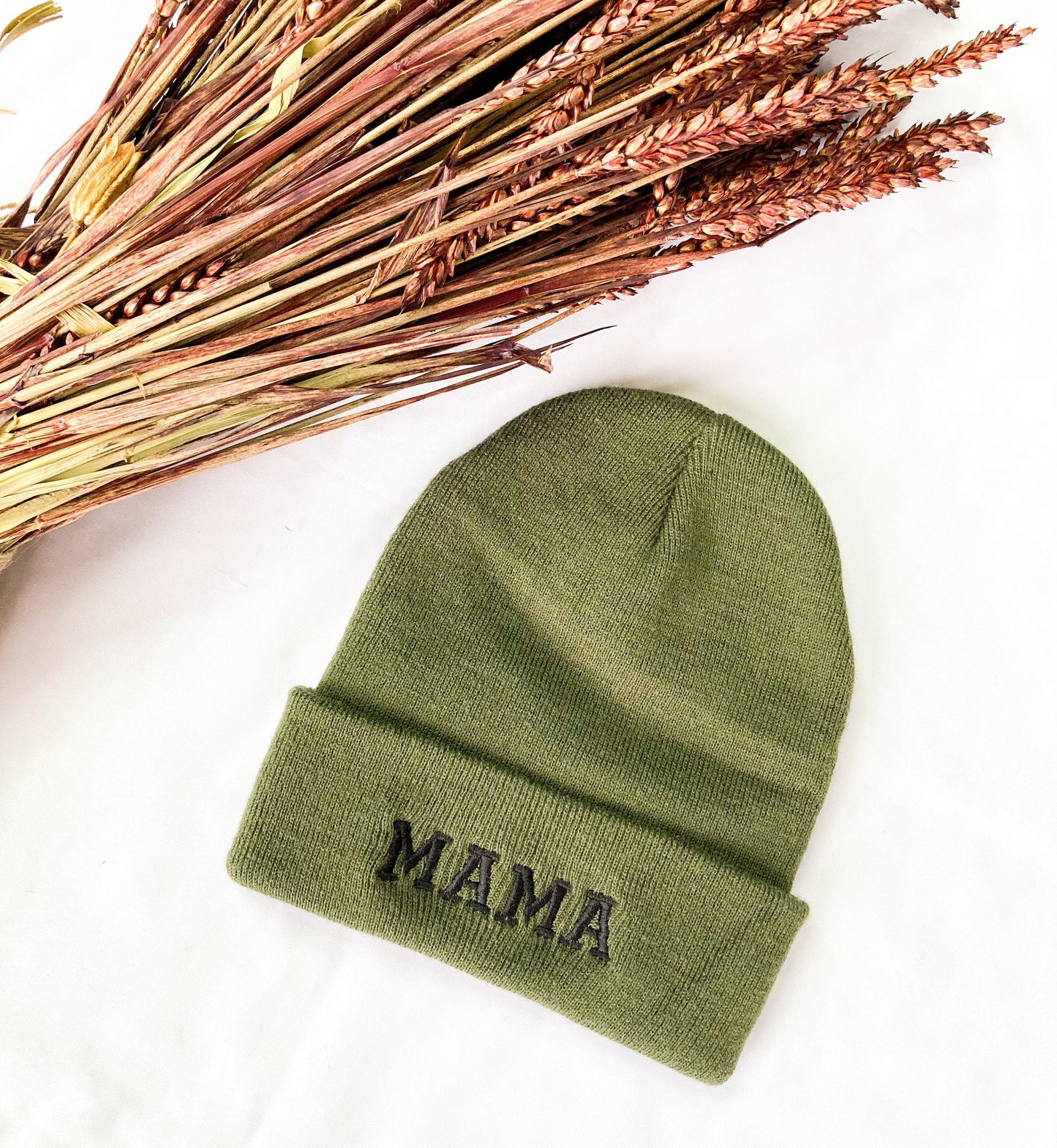 Mama Embroidered Beanie Hat