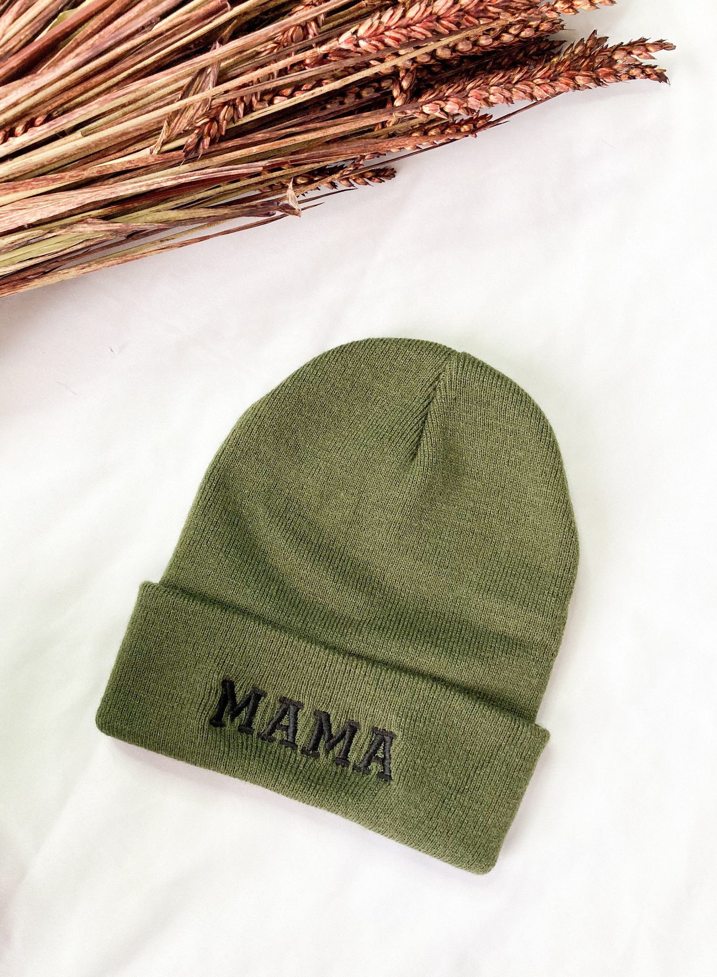 Mama Embroidered Beanie Hat