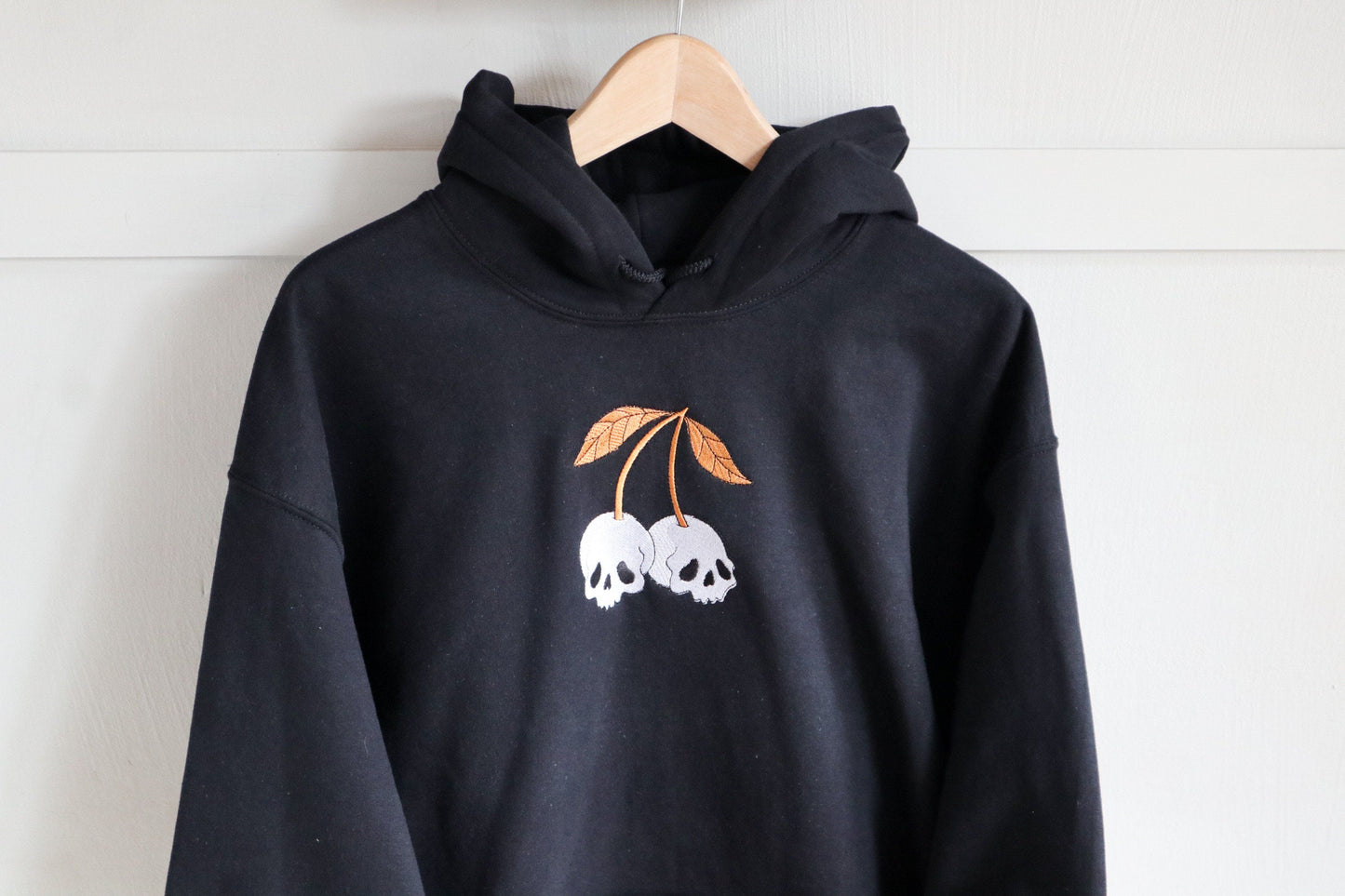Skull Cherry Embroidered Hoodie