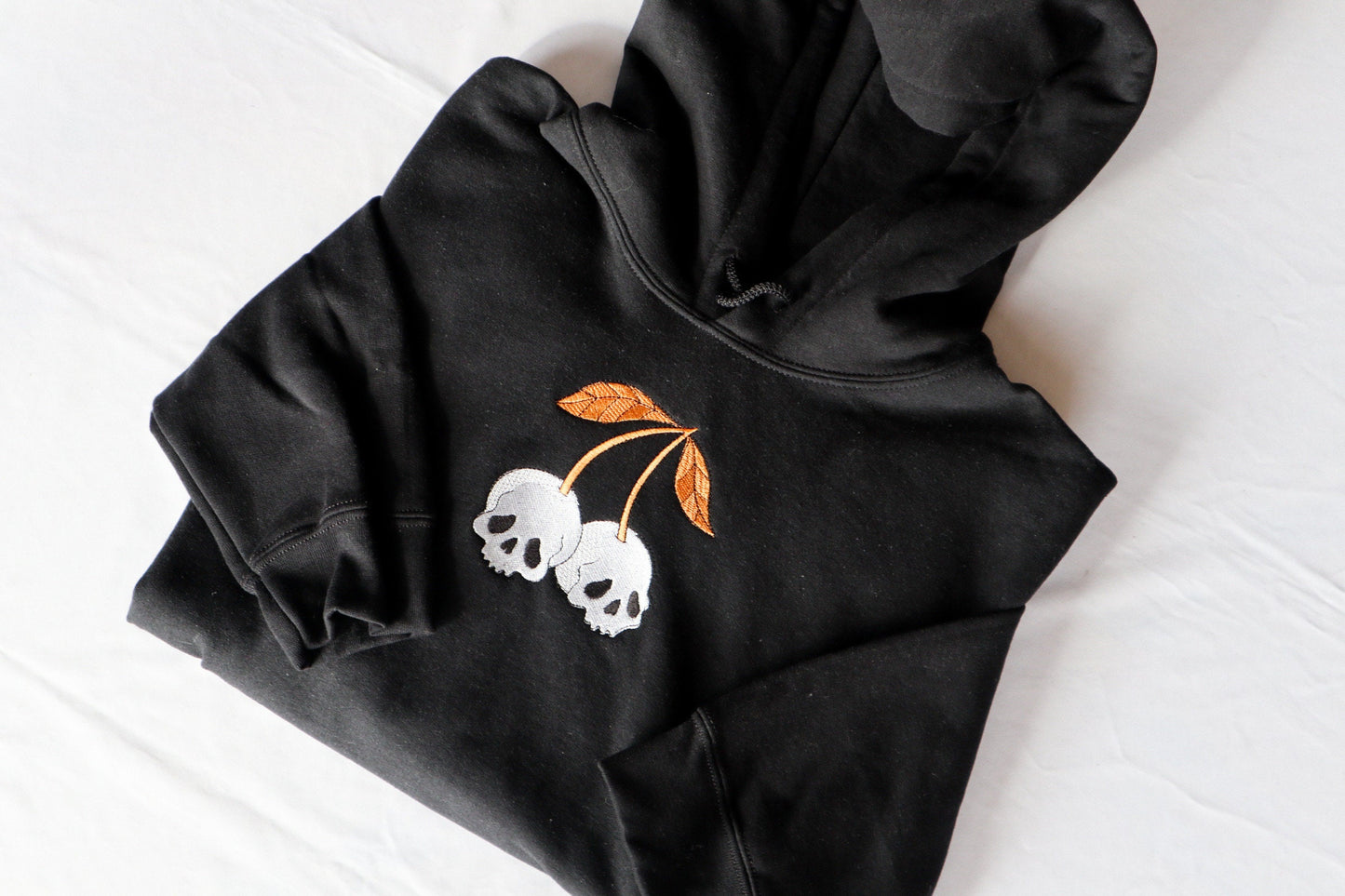 Skull Cherry Embroidered Hoodie