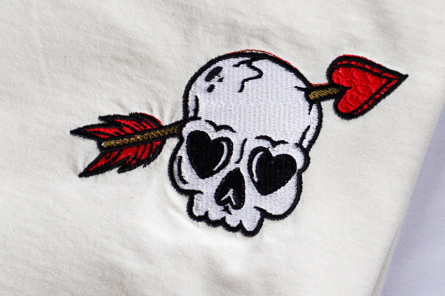 Skull Arrow Embroidered T-Shirt