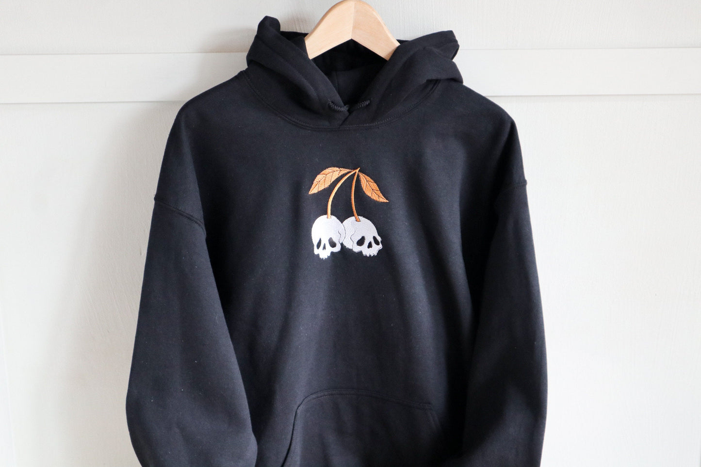 Skull Cherry Embroidered Hoodie