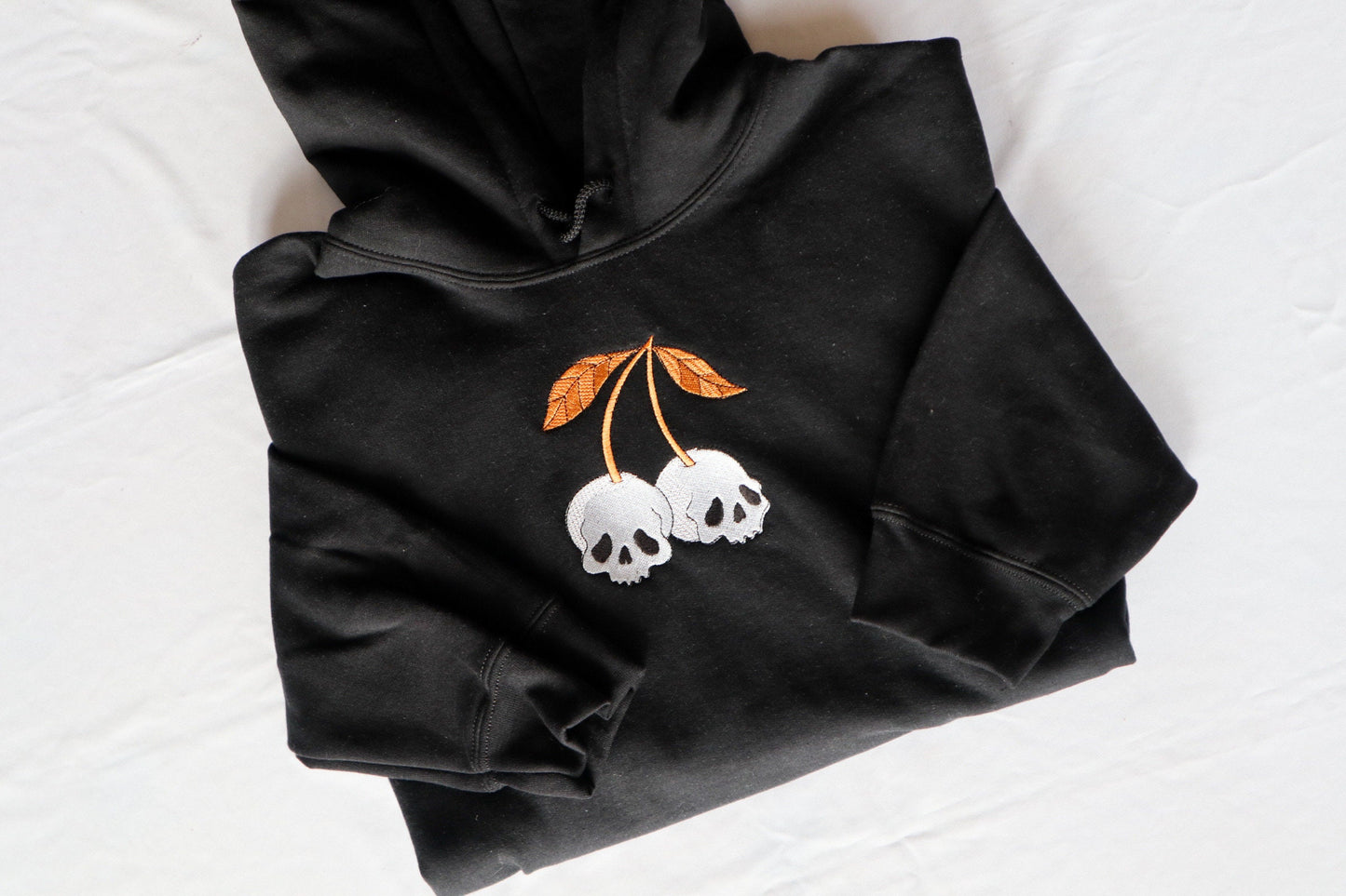 Skull Cherry Embroidered Hoodie