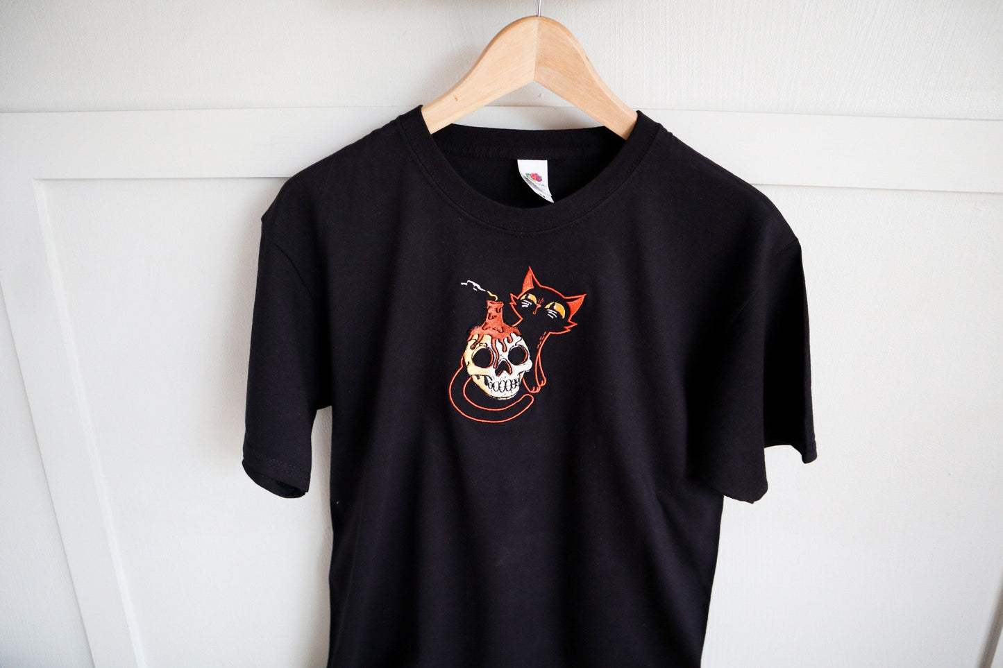 Embroidered Gothic Cat T-Shirt