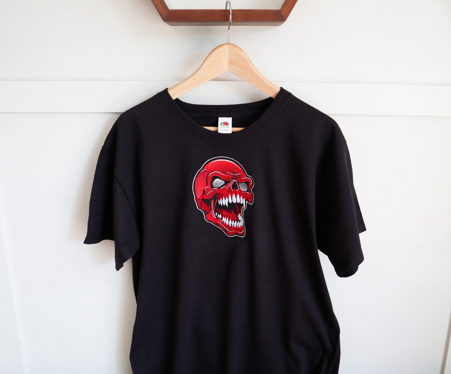 Red Skull Embroidered T-Shirt