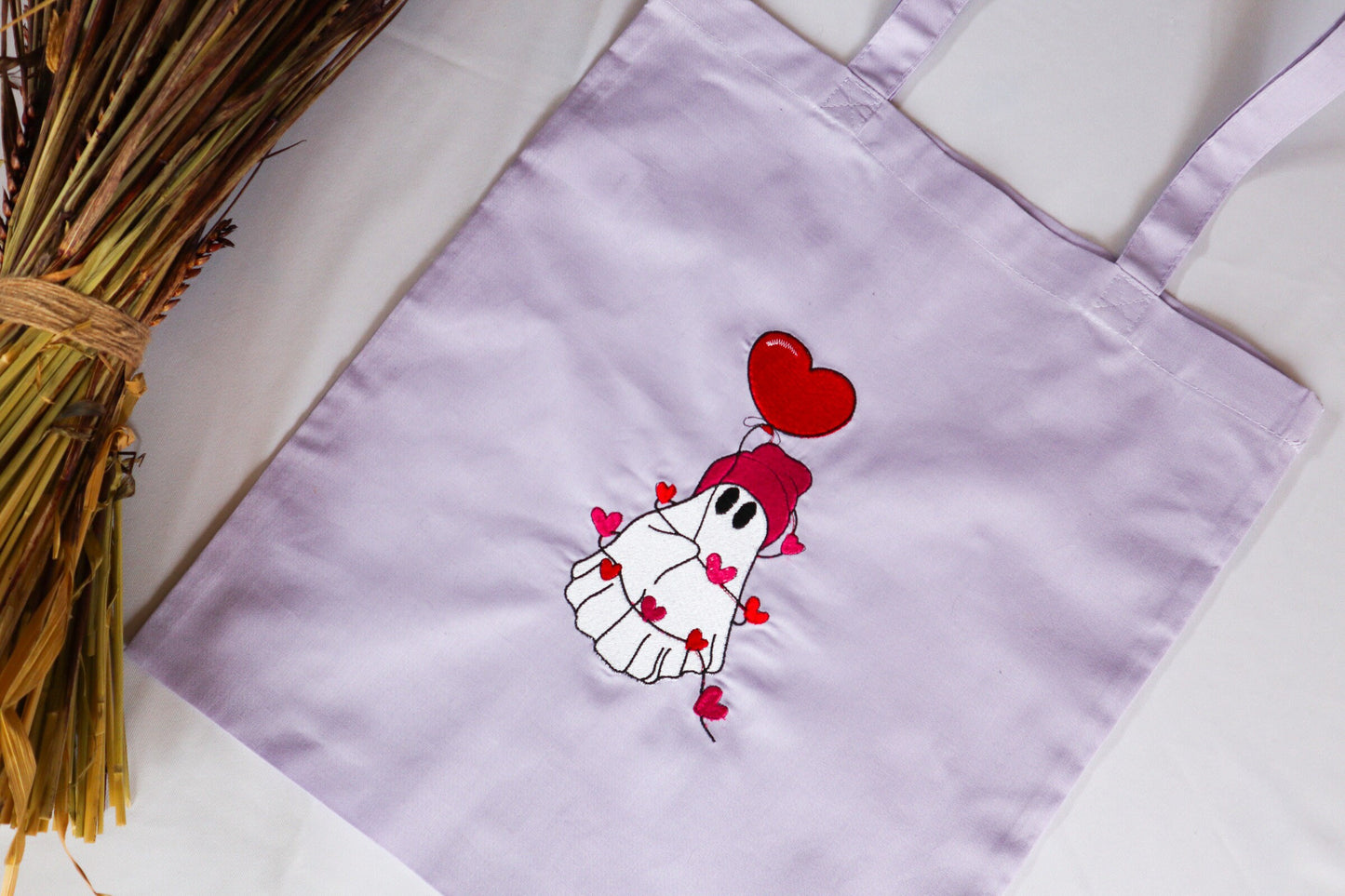 Cute Ghost Embroidered Tote Bag