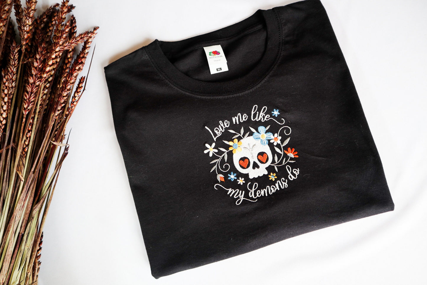 Love Me Like My Demons Do Embroidered T-Shirt