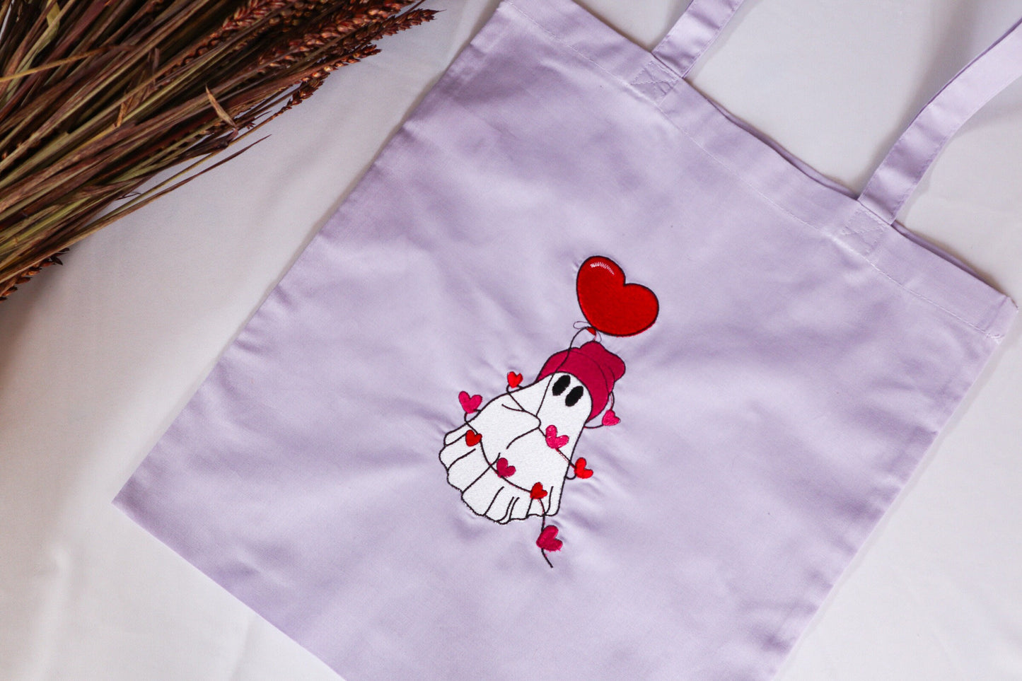 Cute Ghost Embroidered Tote Bag