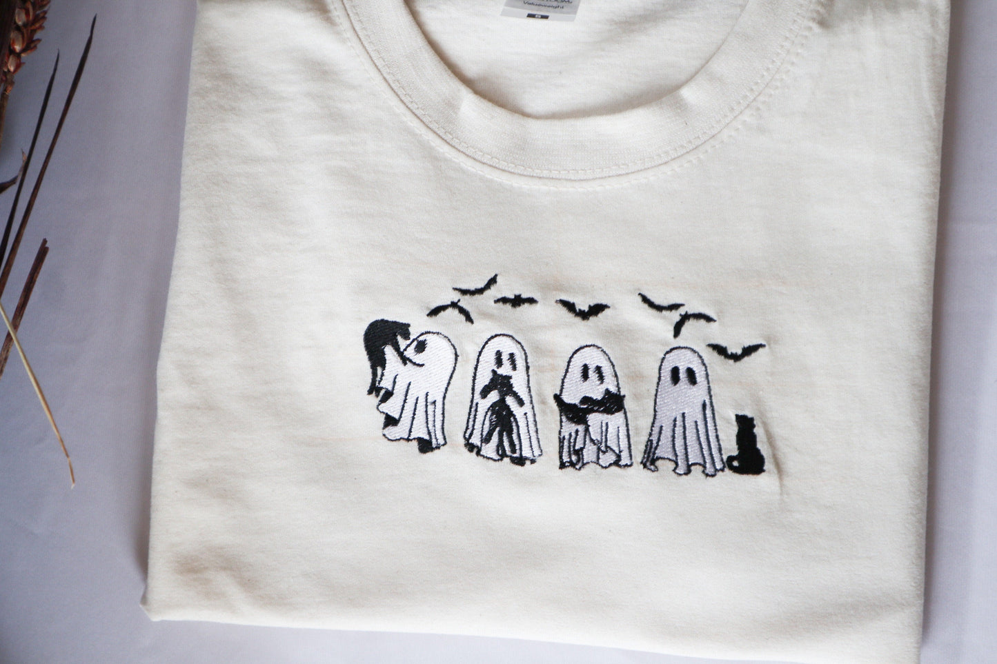 Ghosts and Cats Embroidered T-Shirt