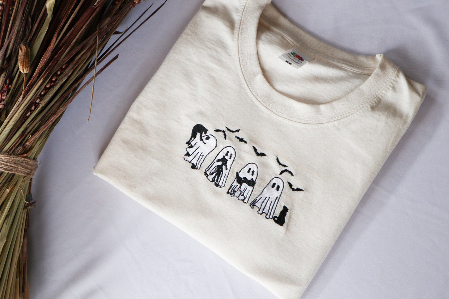 Ghosts and Cats Embroidered T-Shirt