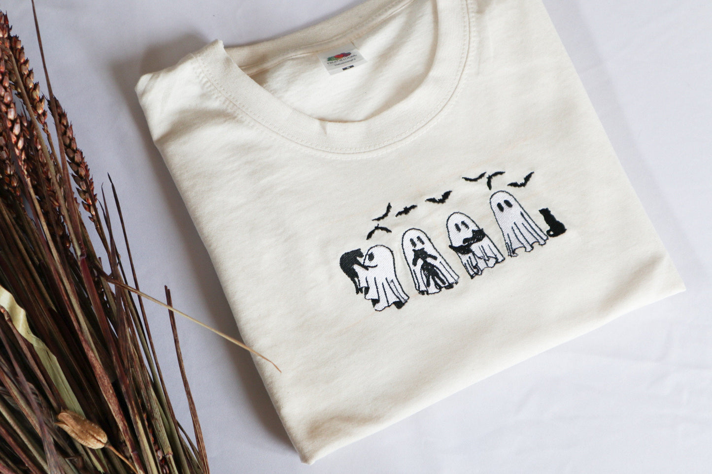 Ghosts and Cats Embroidered T-Shirt
