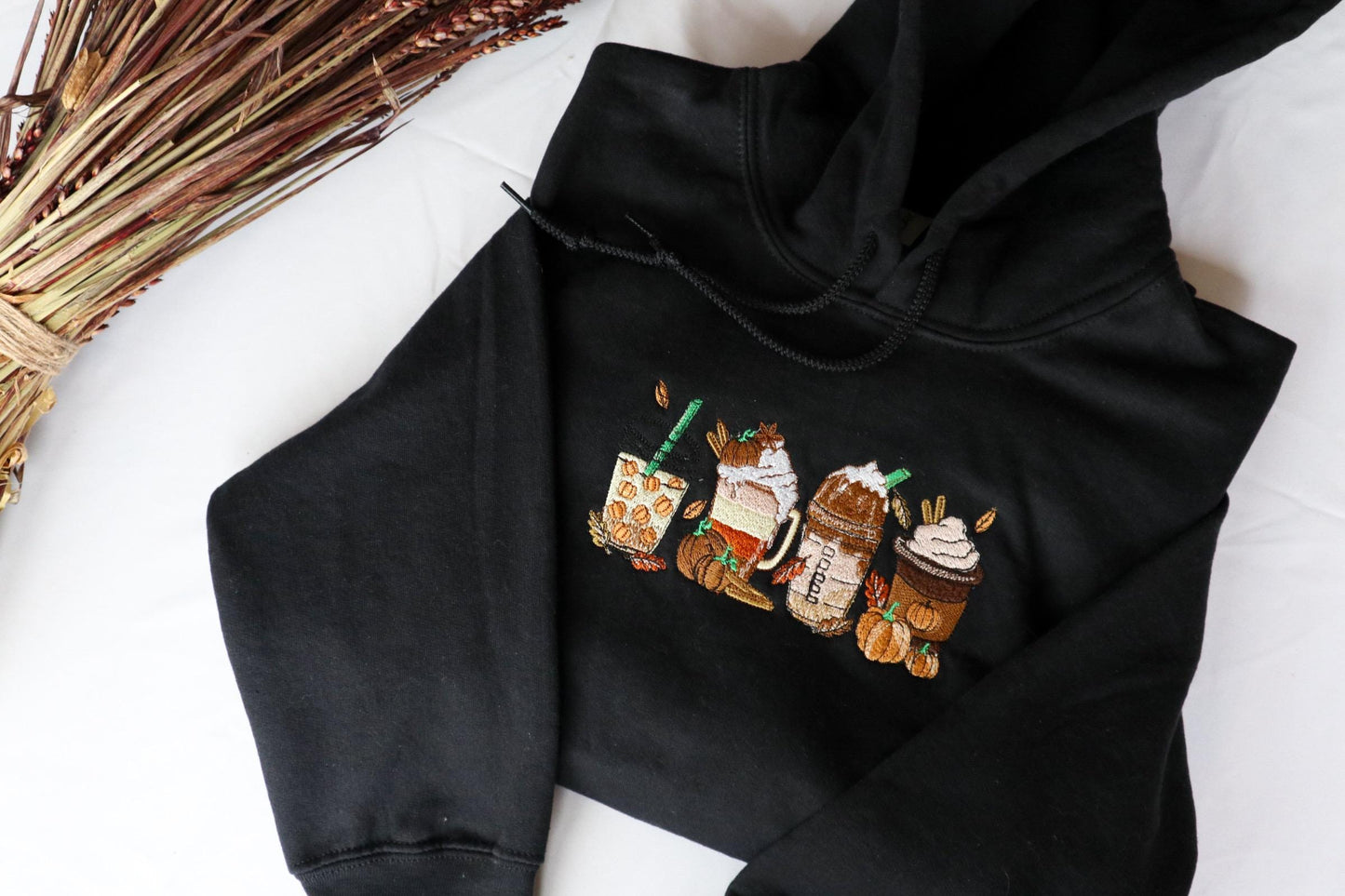 Autumn Coffee Lover Embroidered Hoodie