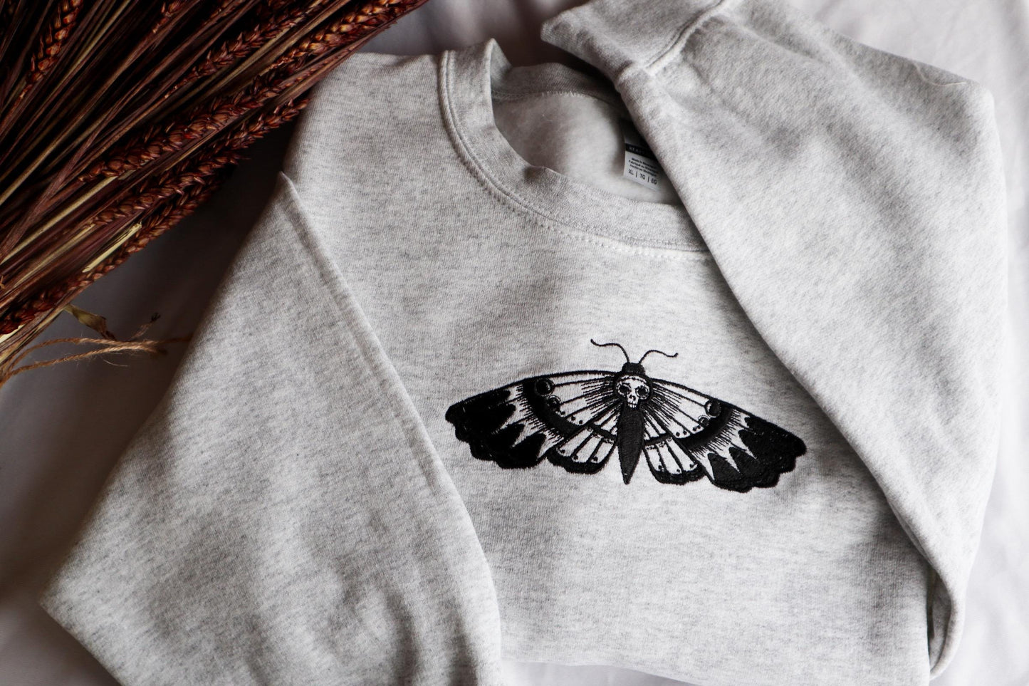 Death Moth Embroidered Sweatshirt