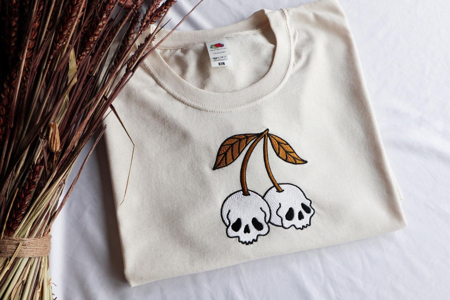 Skull Cherry Embroidered T-Shirt
