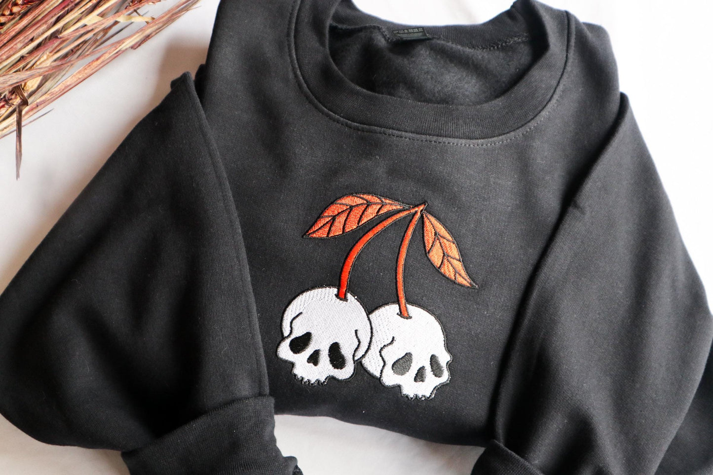 Skull Cherry Embroidered Sweatshirt