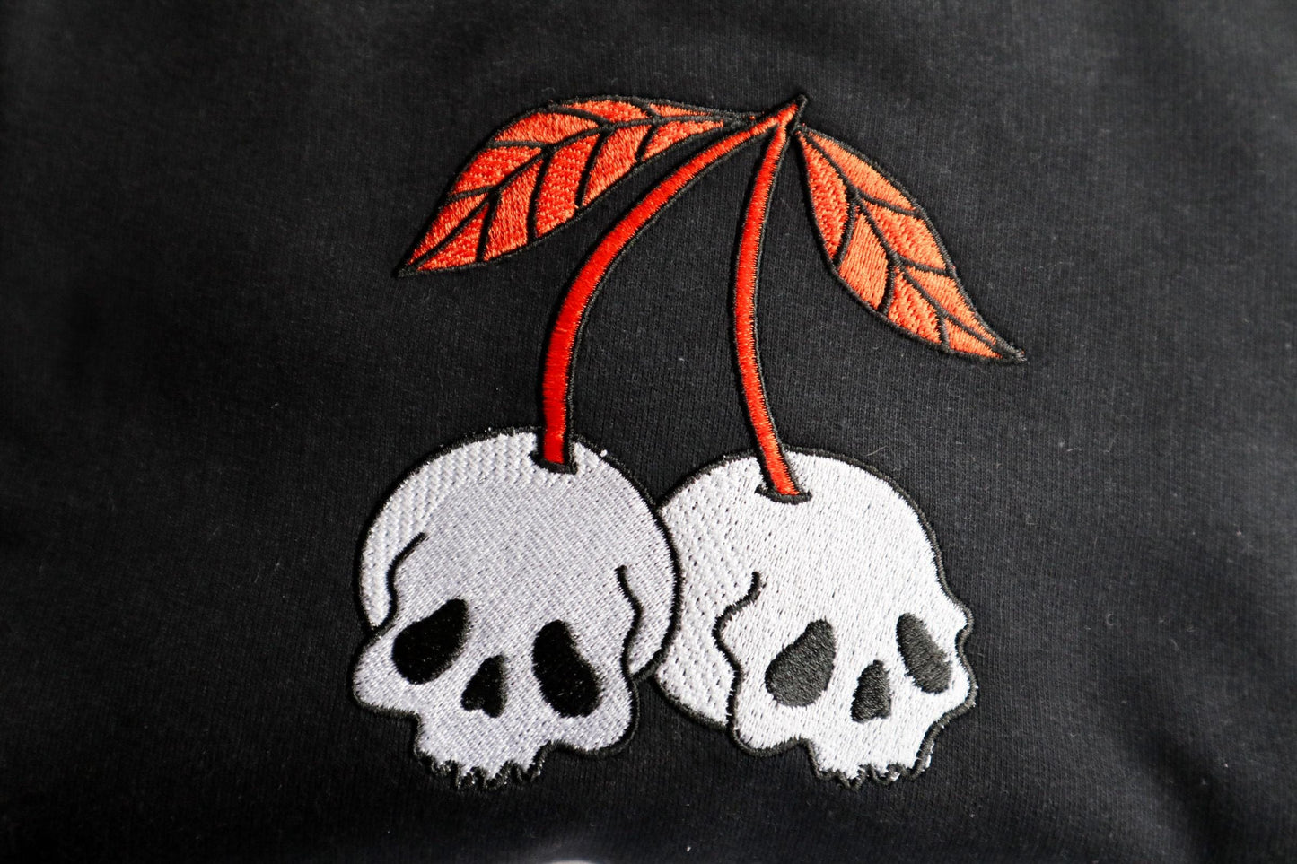 Skull Cherry Embroidered Sweatshirt
