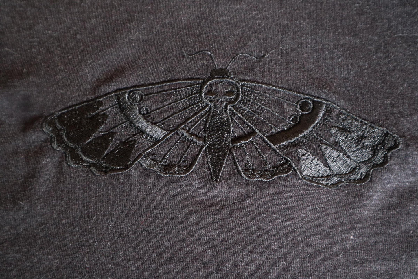 Death Moth Embroidered Cropped T-Shirt