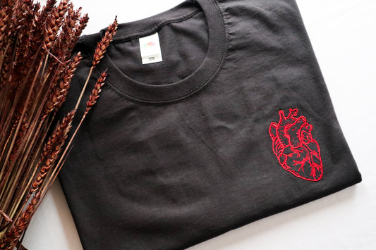 Anatomical Heart Embroidered T-Shirt