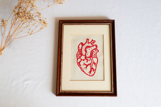 Anatomical Heart Embroidered Art