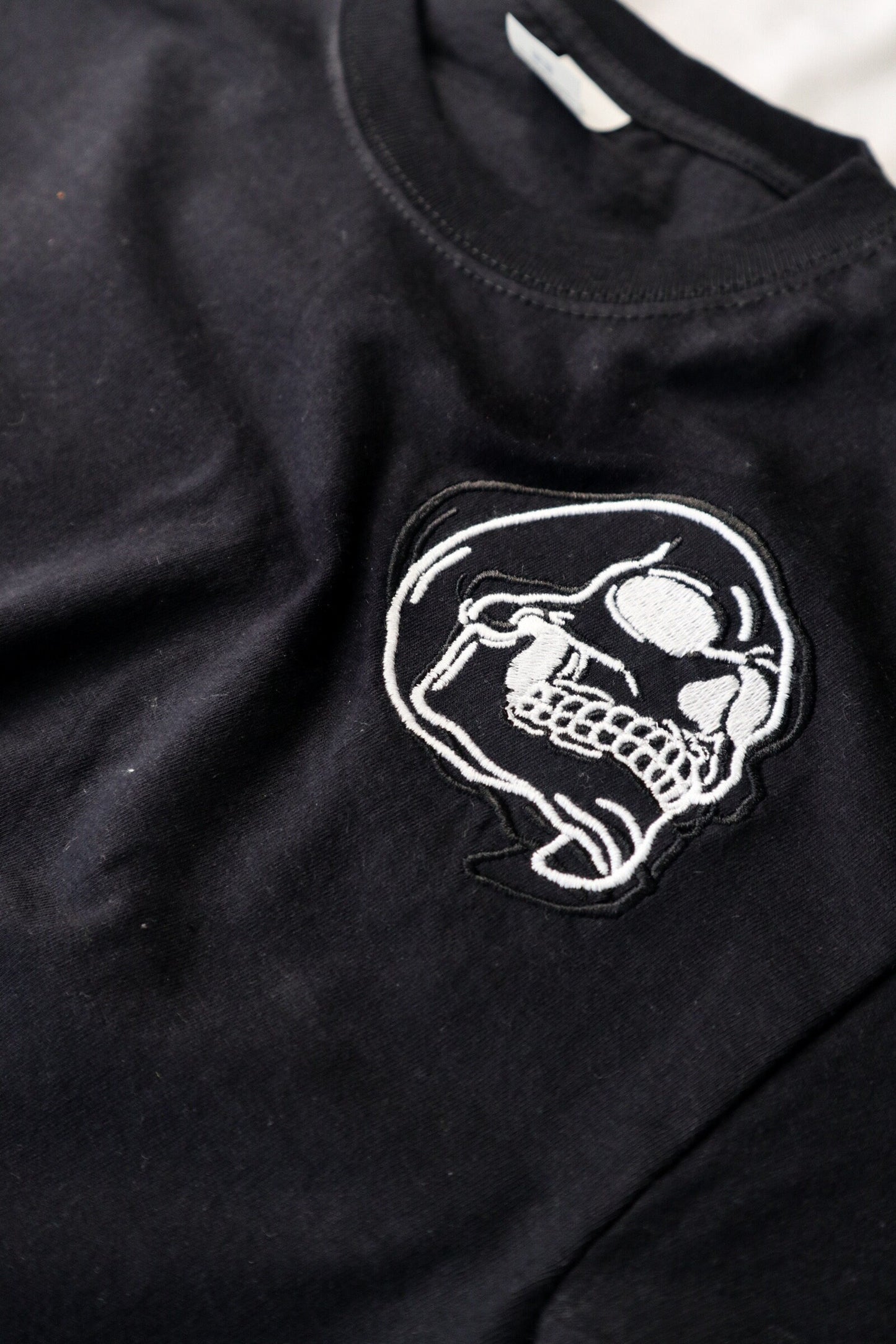 White And Black Embroidered T-Shirt