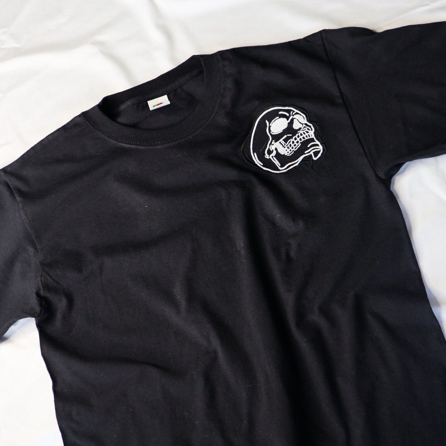 White And Black Embroidered T-Shirt