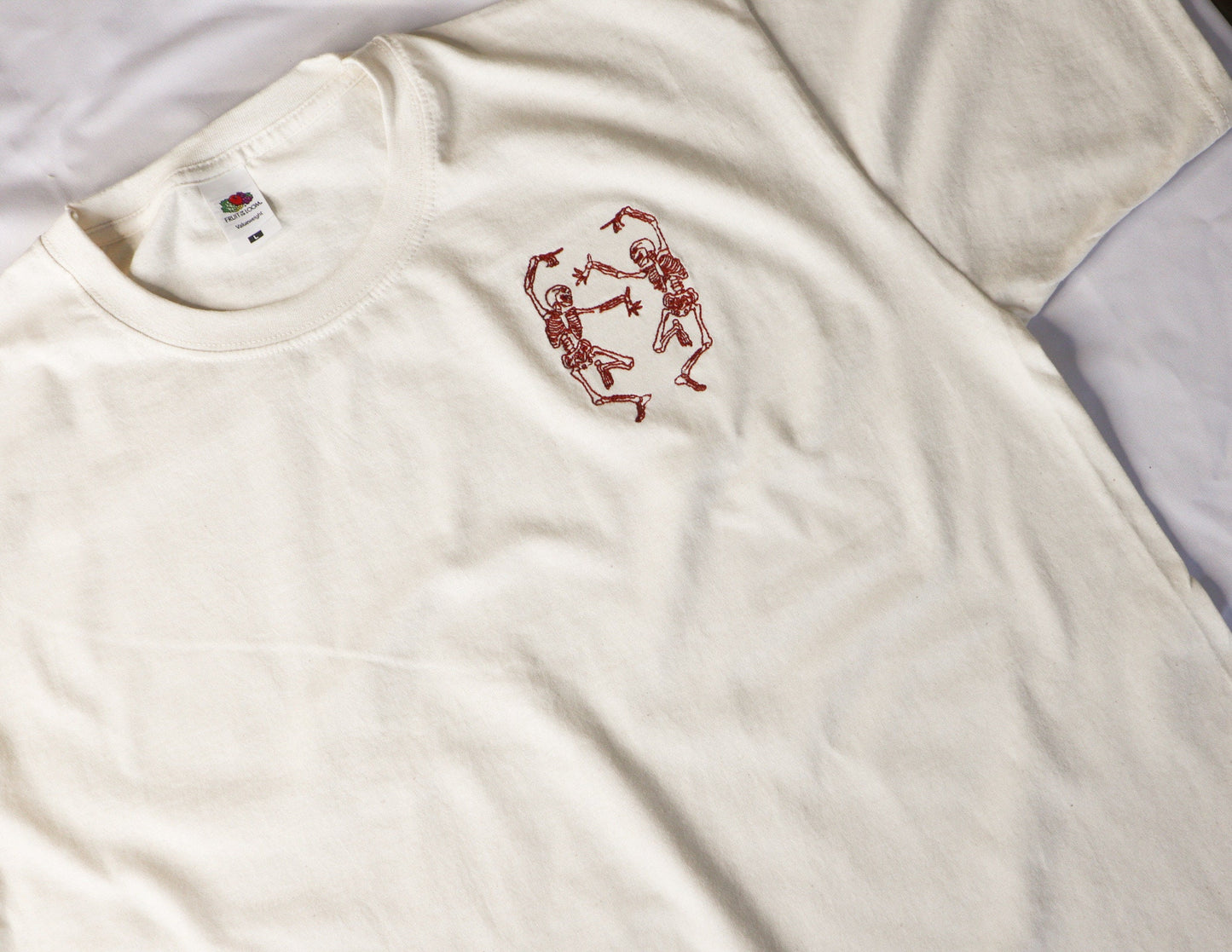 Dancing Skeleton Embroidered T-Shirt
