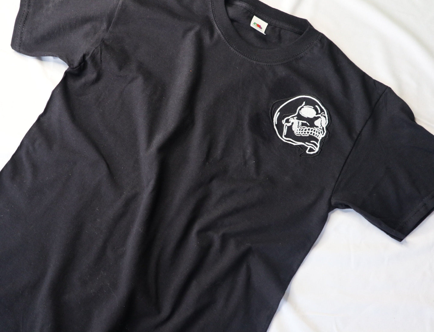 White And Black Embroidered T-Shirt