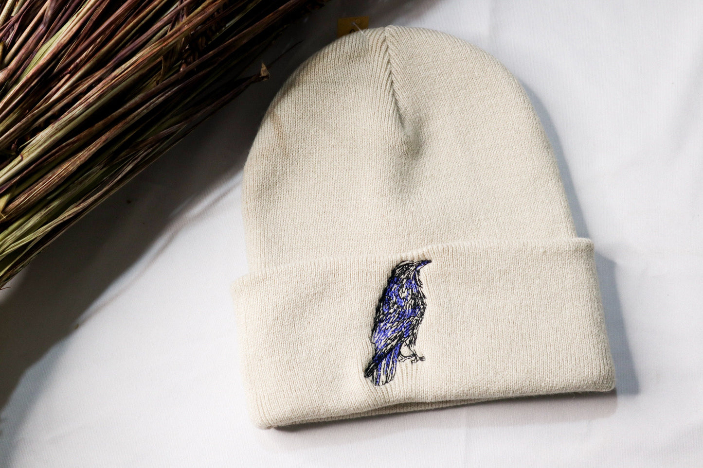 Crow Embroidered Beanie