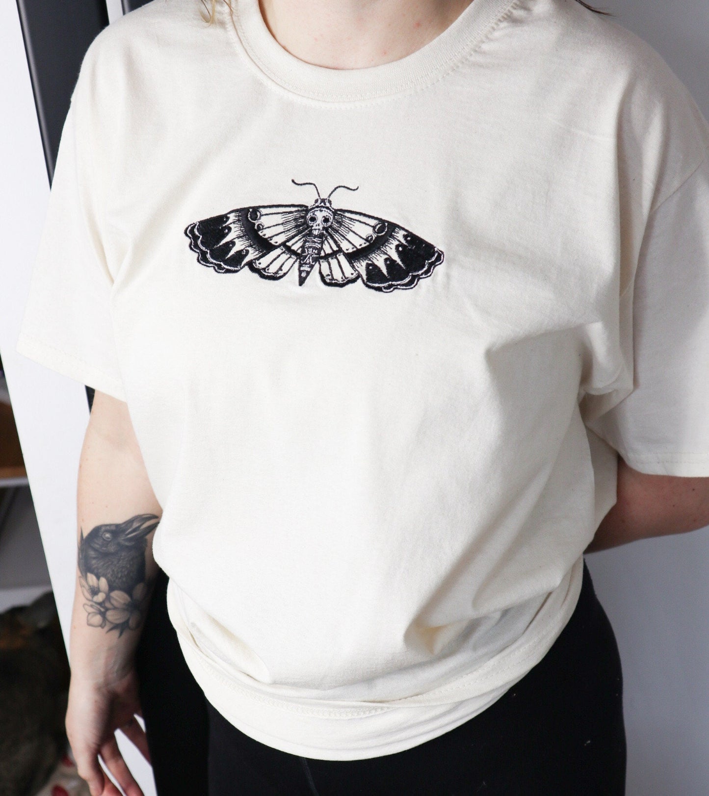Death Moth Embroidered T-Shirt