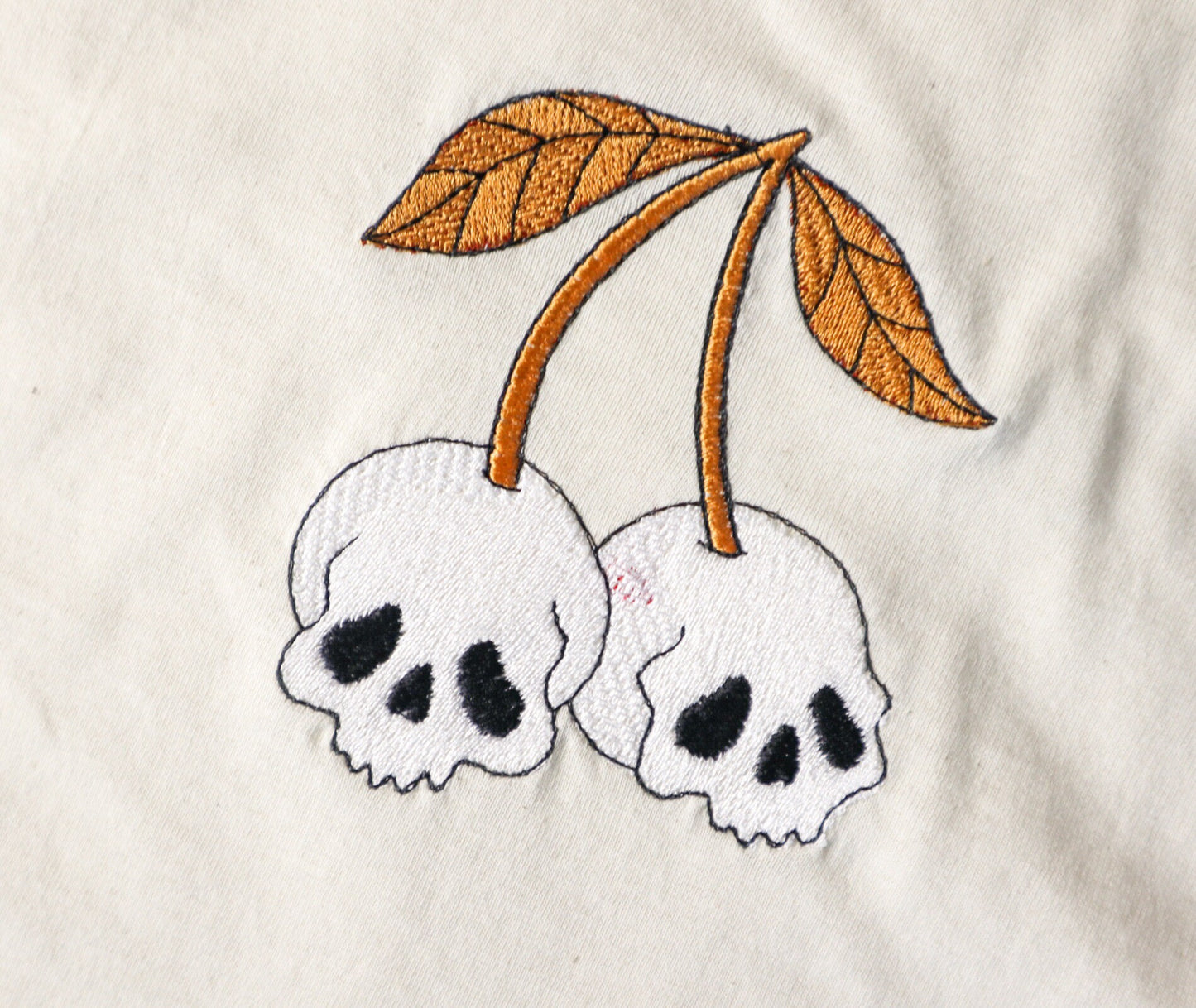 Skull Cherry Embroidered T-Shirt