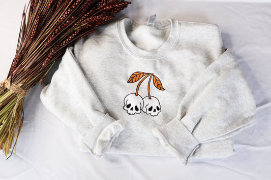 Skull Cherry Embroidered Sweatshirt