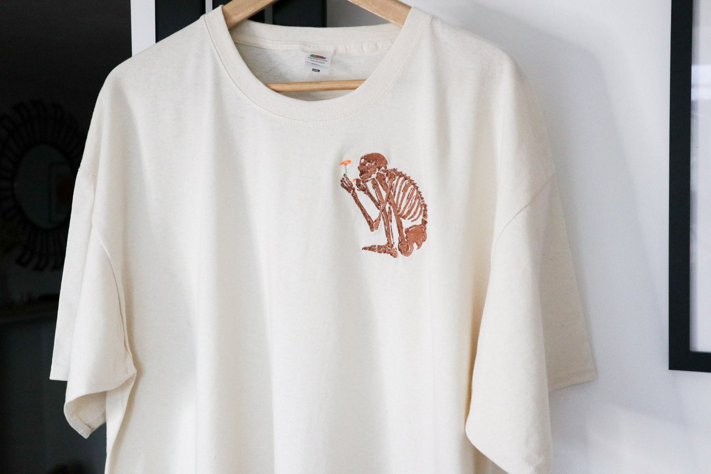 Skeleton Flower Embroidered T-Shirt