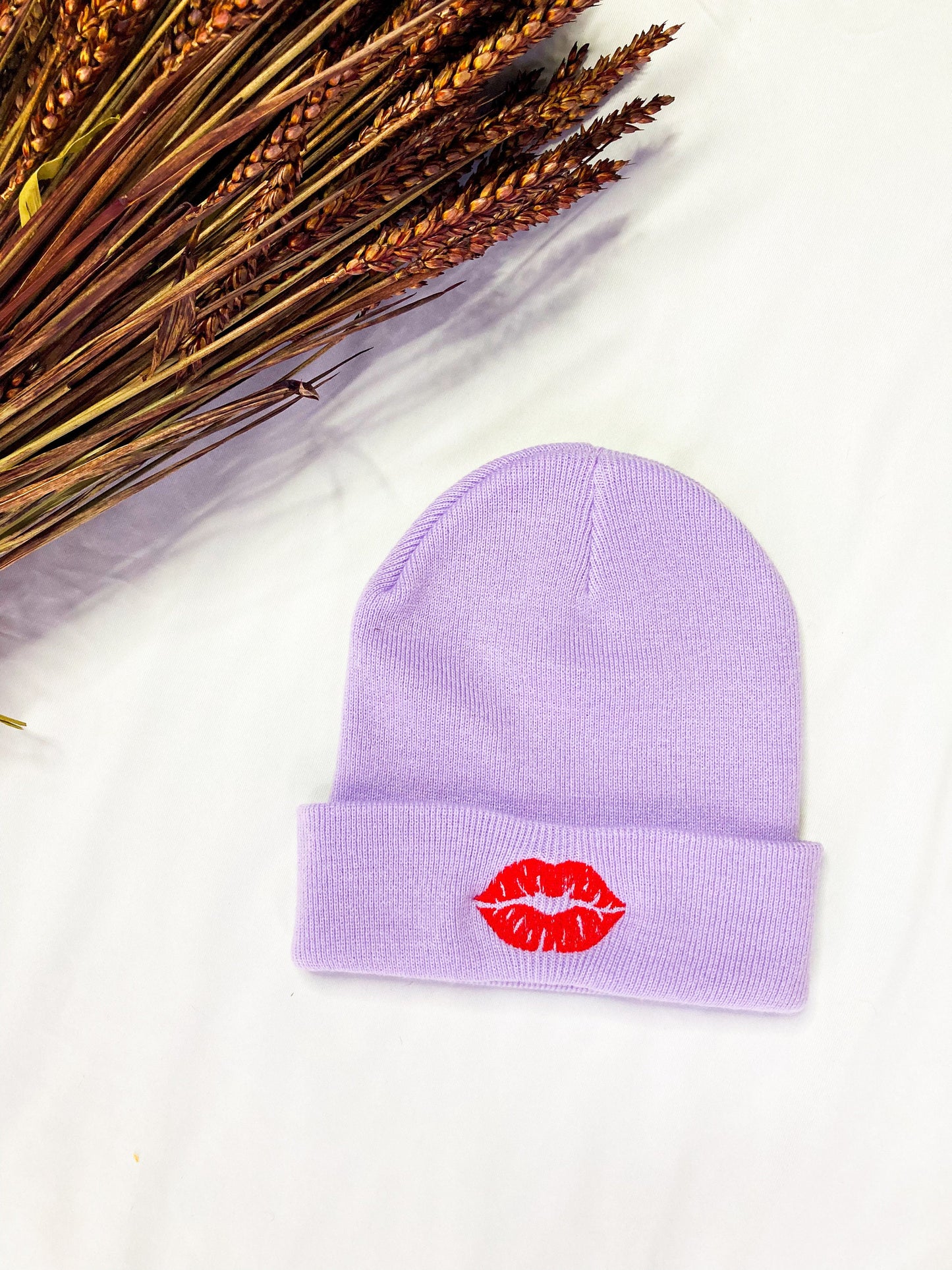 Kiss Embroidered Beanie Hat